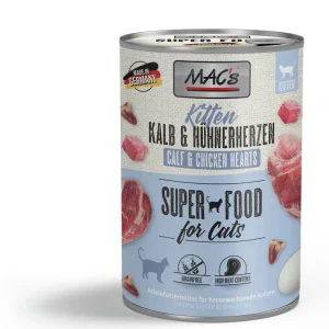 Meistverkauft Sparpaket 24 x 400 g Mac's Kitten Kalb und Hühnerherzen Katzen Nassfutter